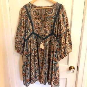 Anthropologie mini Bohemian Paisley Tunic Dress